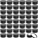 Foraineam 48 Pack 4 oz Metal Round Tins with Screw Lid, Black Aluminium Empty Candle Tins Storage Tin Jars, Cosmetic Sample Containers Travel Tin Cans for Salve, Cream, Spices or Candles