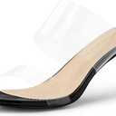 Allegra K Women's Clear Slide Stiletto Heel Clear Sandals (8)