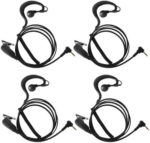KANMIT 2.5mm Earpiece for Motorola t600 t800 t200 t260 mh230r mr350r mt350r Talkabout Radio Walkie Talkie with PU G Shape Ear-Hook Spring Wire and PTT Mic 1 Pin Headset,4 Pack