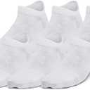 Under Armour Boys' Youth Essential No Show Socks (6-Pairs) (Small, (100) White / White / Halo Gray)