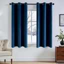 ANRODUO Navy Blue Velvet Curtains 63 Inches Long Blackout Thermal Insulated Soundproof Curtain Privacy Room Darkening Curtains Grommet Window Drapes for Bedroom Living Room 42 x 63 Inch Set of 2