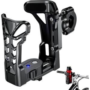 Motorcycle Cup Holder, Upgraded Bike Cup Holder with Atmosphere Light, 360 Rotation Adjust Expandable Design Cup Holder for Bike Motorcycle Scooter, Matte Black