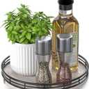 9" Wooden Lazy Susan Organizer for Cabinet, Turntable Round Decorative Tray for Kitchen Sink, Countertop Organizer, Bathroom Counter Organizer for Skincare Makeup, Rustic Whitewashed