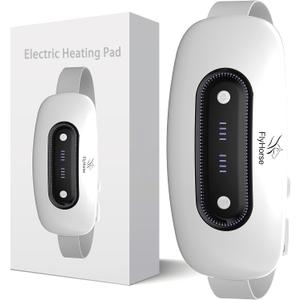 Electric Heating Pad,Portable Cordless Menstrual Heating Pad with 4 Heat Levels and 4 Massage Modes, Heating Pad for Cramps,Back Pain Relief (White)