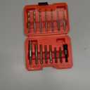 15-Pieces Screw Extractor Set, 37# CR-MO & 6542 HSS Steel Cobalt Left Hand Reverse Drill Bit with 1/4'' Adaptor, Ez Out Stripped Tiny Bolt Remover Kit, Easy Out Broken Screw Head Speed Out Tool