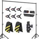 Backdrop Stand 10x7.5ft (WxH), Photo Backdrop Stand for Parties, Heavy Duty Background Stand Kit with 6 Clamps and 2 Sandbags