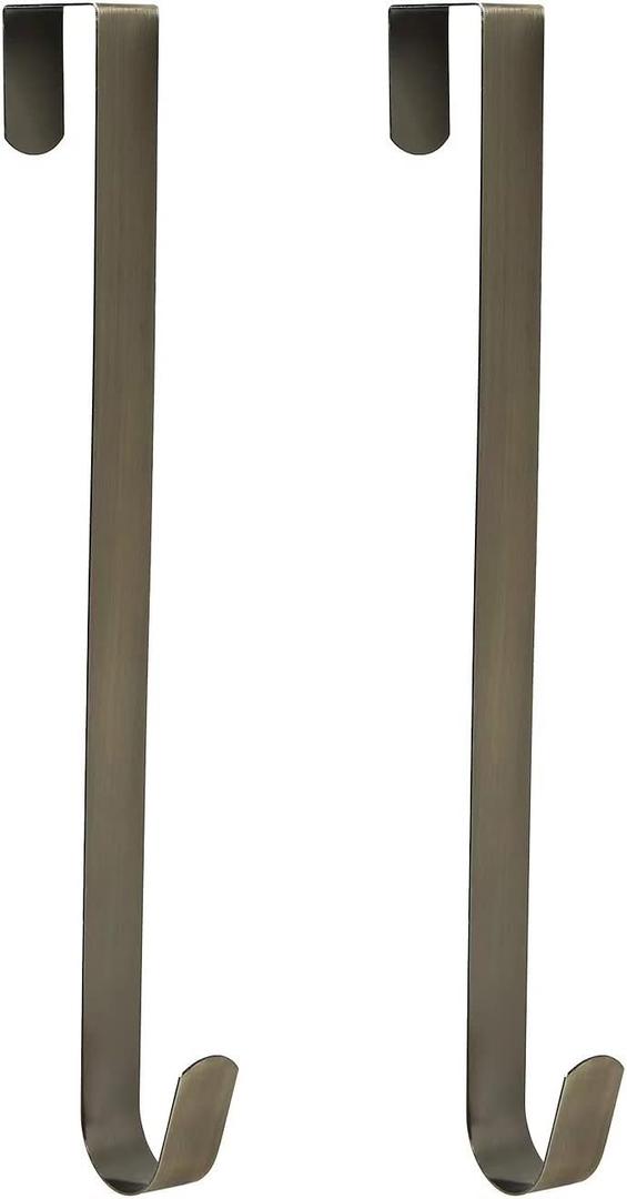 Sattiyrch 15" Wreath Hanger for Front Door,Sturdy Steel Wreath Door Hanger,Over The Door Hanger Hook (Bronze,2)