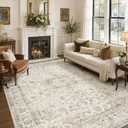 Washable Area Rugs 9x12: Neutral Beige Rugs for Living Room
