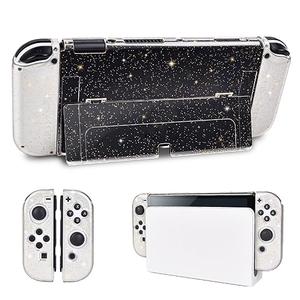 DLseego Protective Glitter Case Compatible with Switch OLED Console  Updated Version, Bling Soft TPU Cover with ShockAbsorption and AntiScratch Design  Golden Crystal