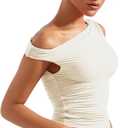 SUUKSESS Women Off Shoulder Tops Sleeveless Shirts Y2K Going Out Crop Tank Top,Large