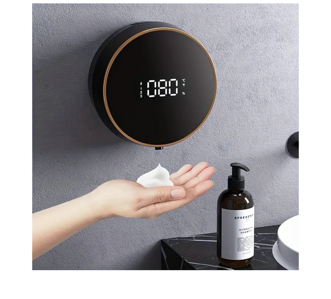 Automatic Soap Dispenser Foaming Hand Free Wall Mount, LED Temperature Display, USB Rechargeable Touchless and Smart Electric Dispenser for Wall, Bathroom, Kitchen,Commercia