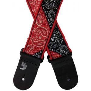 D'Addario 50MM Nylon Guitar Strap 2 Tone Red Bandana