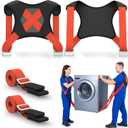 NOCOEX 2-Person Moving Straps for Lifting - Moving Straps with Back Support for 2 Movers - Shoulder Lifting System for Move & Carrying Furniture Appliances Mattresses Heavy Objects Up to 880lbs (Red-black)