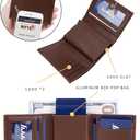 Small Popup Card Case Wallet, Campact Design RFID Wallet for Men with Card Slots, Slim Mens Leather Wallet Purse (Black)