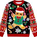Cutemile Kids Boy Ugly Christmas Sweaters Size 5-14 Girls Light Up Xmas Sweaters for Party (Red)