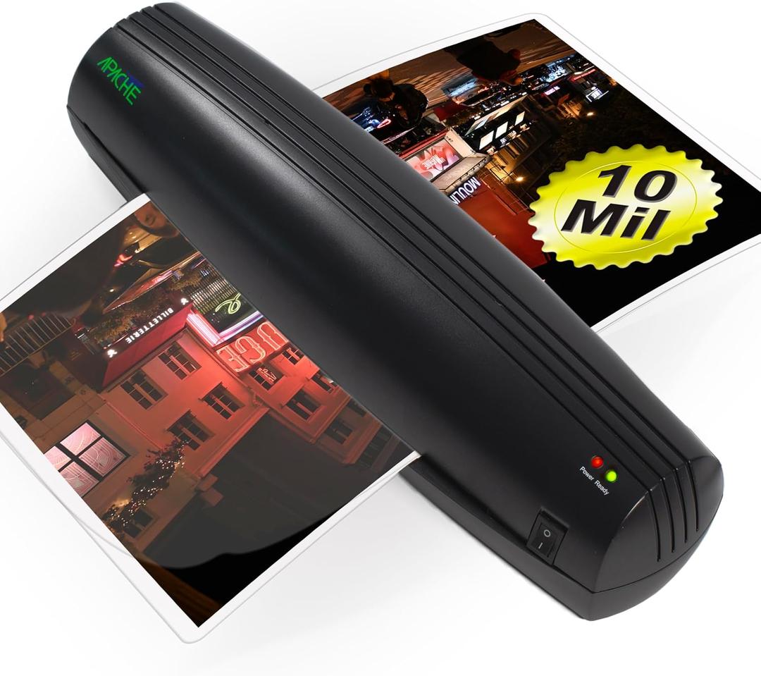 Apache 13 Inch 3-10 Mil Thermal Laminator for Better Seal for 5 Mil, Thick Projects in 10 Mil, Multiple 3-5 Mil Pouches At Once, Simple Reliable Compact Design Ideal for Office, School, Crafts & DIY