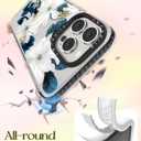 Lotadilo for iPhone 15 Pro Case for Women - Girls Kawaii Design Compatible with Magsafe Magnetic Ring Holder Stand Blue Flower Phone Covers Aesthetic Girly TPU Funda for 15 Pro