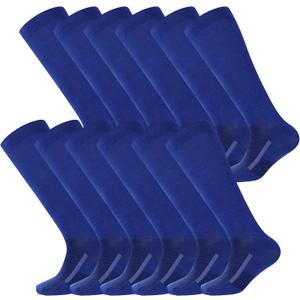 Haysandy 12 Pairs Youth Socks Bulk Soccer Football Softball Baseball Socks for Athletic Girls Kids Youth Adults Team Sport(Blue,S)