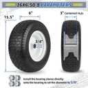 16x6.50-8 Flat Free Tire and Wheel Assembly for Riding Lawn Mower