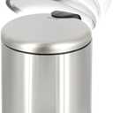 Glad Small Trash Can, 1.2 Gallon | Round Stainless Steel Garbage Bin with Soft Close Lid & Step Foot Pedal | Metal Waste Basket with Removable Inner Bucket, Stainless, 8 x 9.5 x 12 inches
