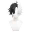 Short White Black Cosplay Anime Wig Halloween Costume straight Wig for Men