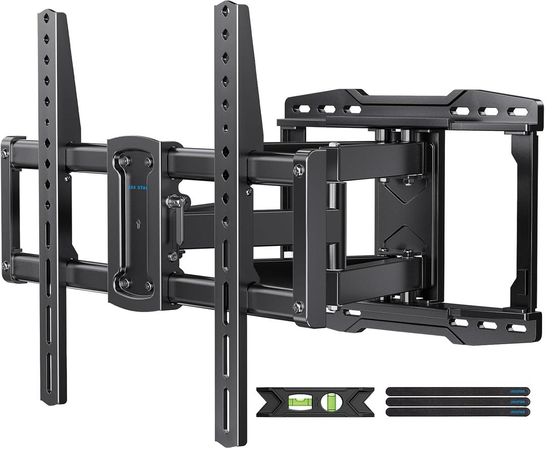 USX STAR UL Listed Full Motion TV Wall Mount Bracket for Most 37-90 inch TVs, Swivel Tilt Extension Level TV Mount, Max VESA 600x400mm, Holds up to 132lbs & 16" Wood Studs with Hole Drilling Template
