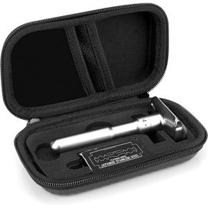 Linkidea Hard Shell Travel Case with Shaving Kit Storage for Short/Long Handled Razor Blades and Attachments - Compatible with Double Edge Safety Razors