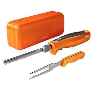 Electric Knife,Electric Carving Knife Set with Two Serrated Stainless Steel Blades,Carving Fork,with Non Slip Handle,Safety Lock and Storage Case for Meat,Bread Fish,Other and Foods 