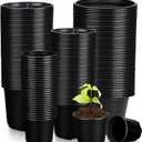 Eaasty 200 Pcs Plastic Plant Pots 3 4 5 6 Inch Plant Nursery Pots with Drainage Holes Black Garden Pots Round Seedling Pots Thickened Soft Plastic Flower Pots for Seedling Cutting Transplanting