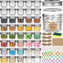 4 oz Glass Mason Jars with Airtight Silver Lids and Bands, 40-Pack with Stickers, Tags & Twines, Mini Canning Jars for Jams, Honey, Spices, Dried Snacks, DIY Crafts, Wedding Favors