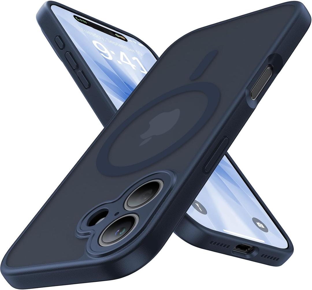 Magnetic Shockproof for iPhone 17 Case,[Full Camera Protection][Compatible with Magsafe][Non-Slip][Mil-Grade Protection] Slim Anti-Yellowing Translucent Matte Phone Case for iPhone 17,Navy Blue