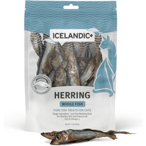 Icelandic+ Whole Fish Herring - 1.5oz Bag - Cat Treats, Pure Wild-Caught & Air-Dried, Single Ingredient Snack, Pet Chew, Just The Fish Nothing Else (EXP 12/01/27)