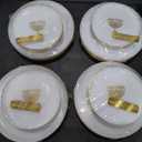 8.6" and 6.3" Disposable Chanukah Hanukkah Glitter Plastic Dinner Plates White/Gold 80pc/40pcs Each Size