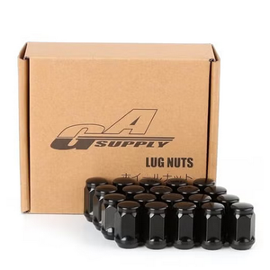 GAsupply 1/2x20 Black Lug Nuts, 1/2-20 Closed End Bulge Acorn Lug Nuts 3/4 inch 19mm Hex 1.38 inch Tall 60 Degree Conical Seat