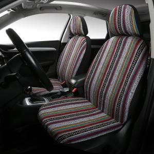 PONYJOYUP Baja Saddle Blanket Car Seat Covers 4PCS Front, Breathable and Washable Striped Woven Automotive Vehicle Seat Cover, Universal Seat Cover for Sedan, SUV, Truck, Airbag Compatible (Baja Inca)