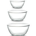 3pcs BECFISH Small Borosilicate Glass Bowls Set (17, 27, 37 oz) Oven, Microwave, Dishwasher & Freezer Safe. LeadFree, Sturdy & Stackable Nesting Bowls for Meal Prep, Oatmeal, Dessert & More 