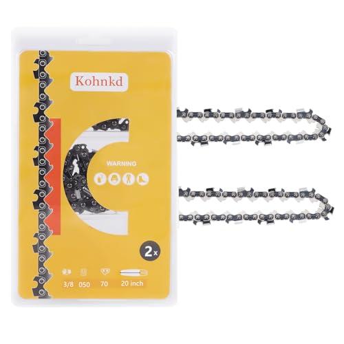 Kohnkdllc 2 Pack 20 inch Chainsaw Chains 3/8" LP Pitch .050" Gauge 70DL for Poulan PP5020 for Echo CS 550 590 72LPX70CQ