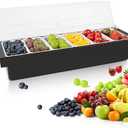 Condiment Garnish Tray Caddy For Bartenders,6 Compartments with Lid