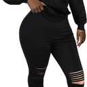 LovelyWholesale Women Sweatsuits 2 Piece Set Graphic Hoodie and Jogging Sets Black Small