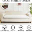 Couch Covers for 3 Cushion Sofa Pet Friendly Couch Cushion Covers Universal Sofa Covers Washable Stretch Slipcovers for Sectional Sofa (Texture Ivory White,Large Triple Seat Cover)