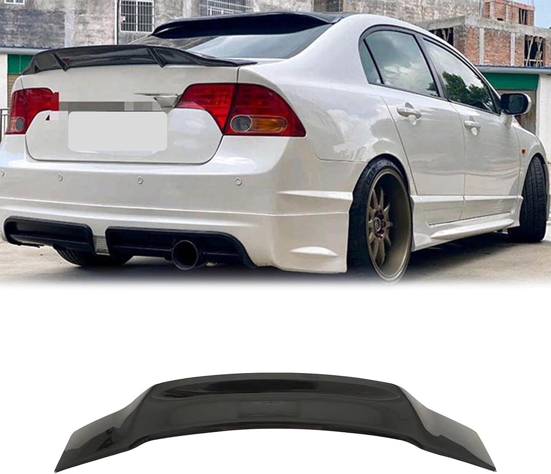 Gloss Black Rear Spoiler Wing Compatible with 2006-2011 8th Gen Honda Civic Sedan, High-Kick Trunk Spoiler Wing