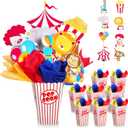 6 Sets Circus Carnival Party Centerpieces Decorations Circus Theme Table Toppers with Popcorn Box Circus Carnival Cutouts and Sticks for Carnival Party Birthday Decor Supplies