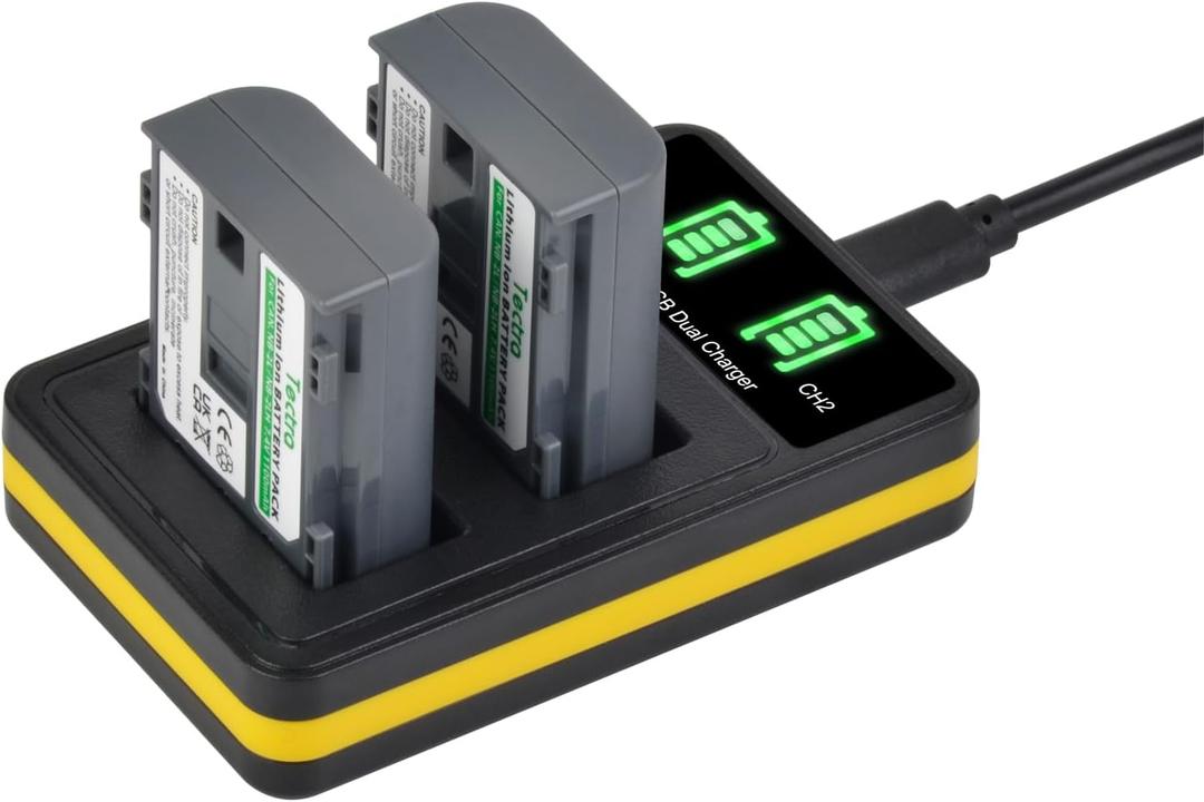 Tectra 2-Pack NB-2L NB-2LH Battery and LED Dual Charger for Canon Rebel XTi XT PowerShot G7 G9 DC301 DC310 DC320 DC330 DC410 Elura 40 50 60 65 70 80 90 EOS 350D 400D Camera