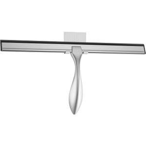 peafowl Shower Squeegee Stainless Steel Bath Squeegee for Shower Glass Doors Bathroom Windows Kitchen Mirror and Car Glass with Hooks Holder (14 inch, Brushed Silver)