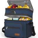 HOTOR Lunch Box for Men & Women - Double-Layer Insulated Lunch Bag with Leakproof Liner, Portable Cooler for Work, Travel, or Picnic, Dark Blue, 12L, 11.1" x 9.7" x 6.7"