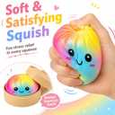 Rainbow Tie-Dye Bao Bun Dumpling Squishies Toy with Steamer, 3.3 Inch Cute Squishies Dumpling Stress Relief Toy, Soft Squeeze Sensory Fidget Toy, Gift for Party Favors