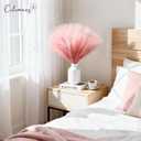 50pcs Faux Pampas Grass,17.7" Artificial Fluffy Pampas Grass Decor Short Fake Pompos for Home Room Birthday Party Centerpieces Decoration(Gridient Pink)