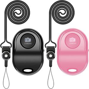[Upgraded] Bluetooth Remote Shutter for iPhone & Android Camera Wireless Remote Control Selfie Button for iPad iPod Tablet, HD Selfie Clicker for Photos & Videos (Pink & Black)