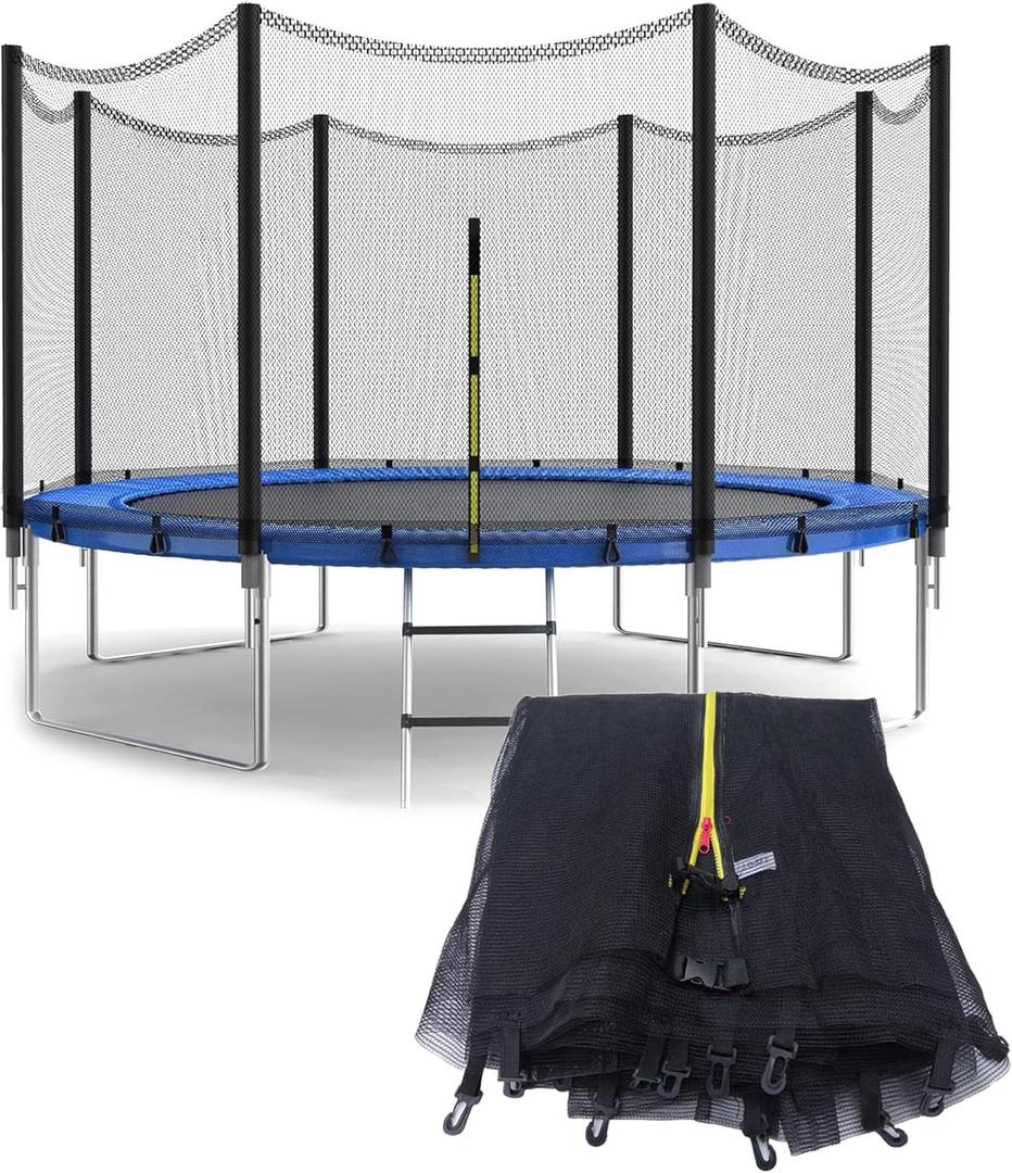 SUOGROLI Trampoline Safety Net, Ø 4/ 4.6/ 6/ 8/ 10/ 12/ 13/ 14/ 16FT Garden Trampoline Replacement Net, Kids Protective Net, 120cm-6Poles-4ft, Black