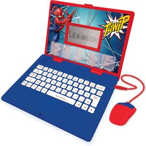 LEXiBOOK Spider-Man - Educational and Bilingual Laptop Spanish/English - Toy for Child Kid (Boys & Girls) 124 Activities, Learn Play Games and Music with Spiderman - Red/Blue JC598SPi2